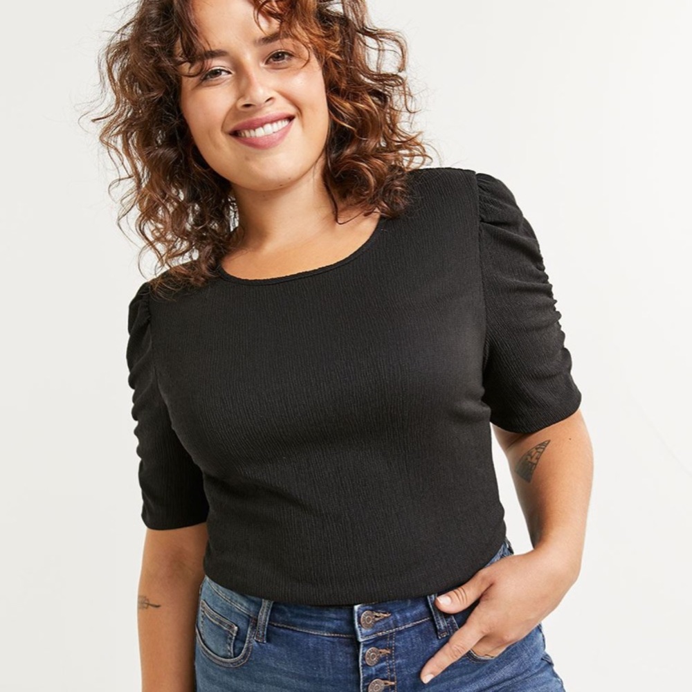 Slight Puff Sleeve Shirred Blouse